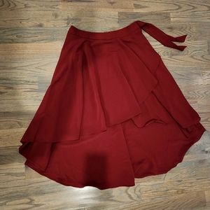 Express Red Midi High Low Skirt